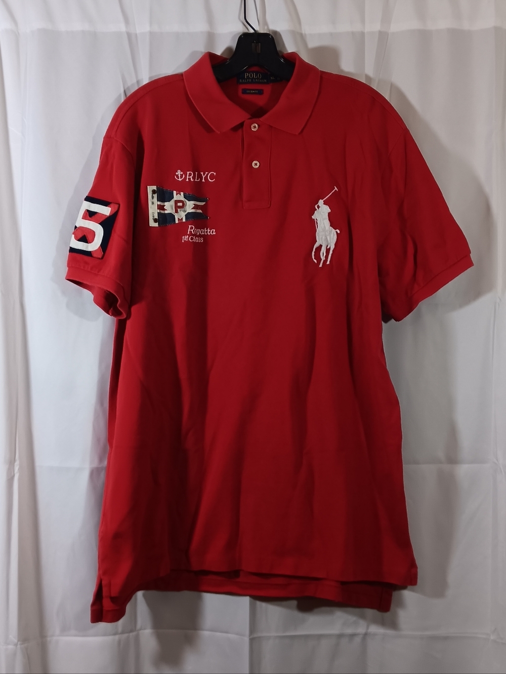 Polo Ralph Lauren Mens XL Red Polo #5 RLYC Regatta 1st Class Yacht Club Shirt